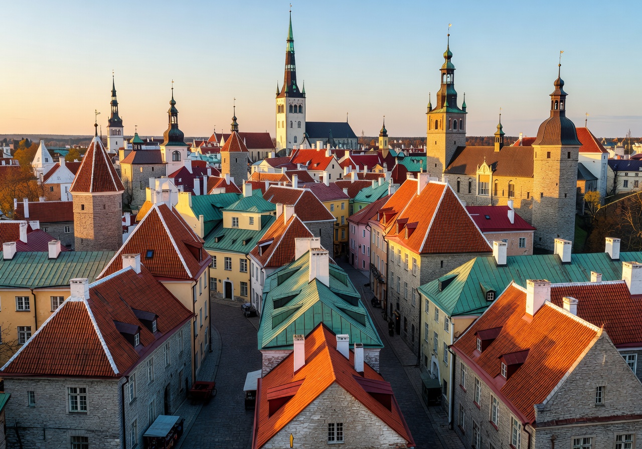 Tallinn medieval old town with colorful rooftops and spires